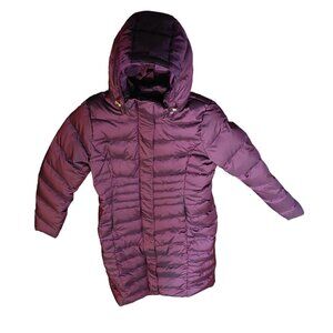 Lands' End Down Maxi Coat Medium 10-12 Dark red Maroon 20% feathers